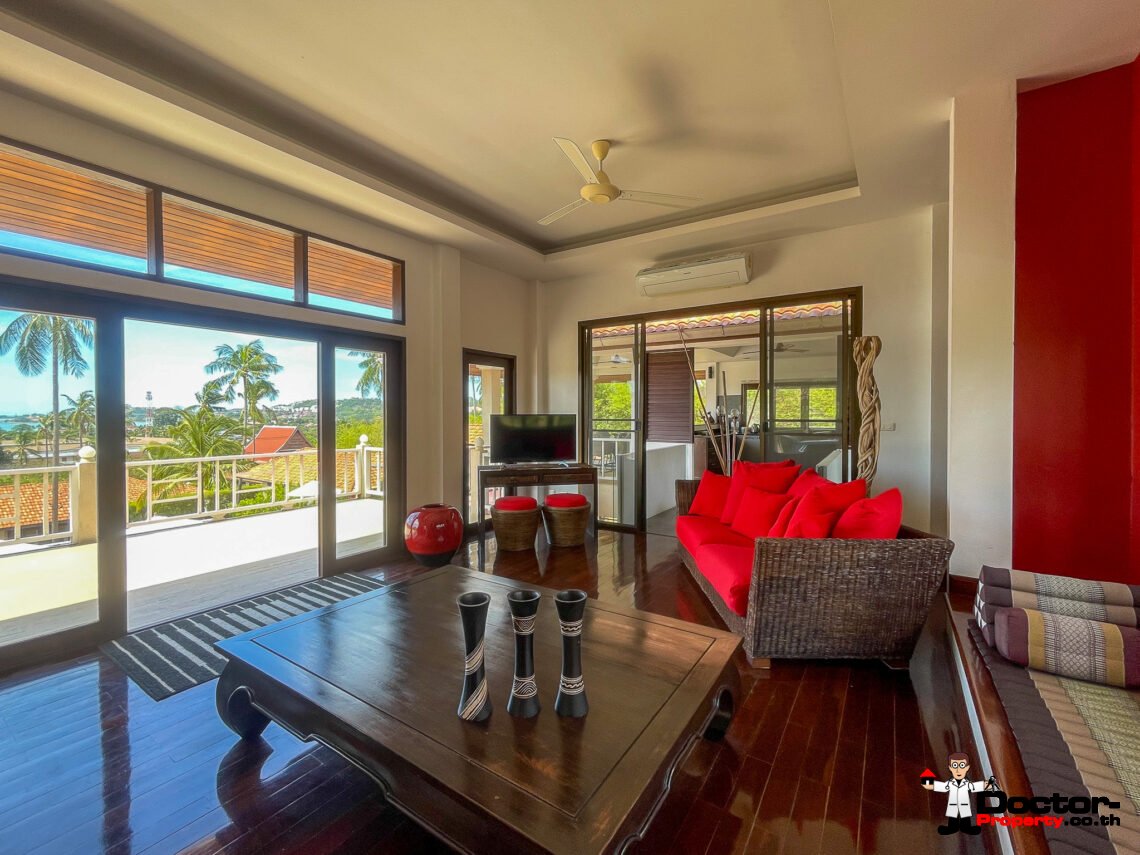 Spacious 5 Bedroom Private Pool Villa with Sea View – Bo Phut, Koh Samui – For Sale